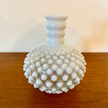 Vintage 40’s Hobnail Moonstone Glass Bottle or Budvase 