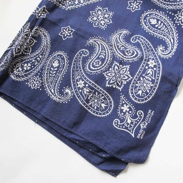 Vintage Navy Blue Bandana - Fast Color Elephant Trunk Up Made in USA Cotton Kerchief - Workwear Western 