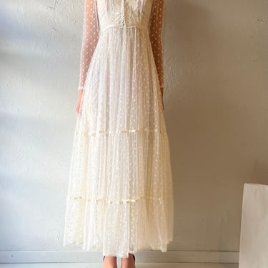 70s ‘Gunne Sax’ White Lace Wedding Dress / Small 