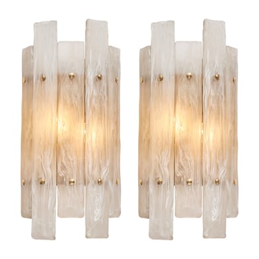 Murano Glass Paneled Alabaster Lamps