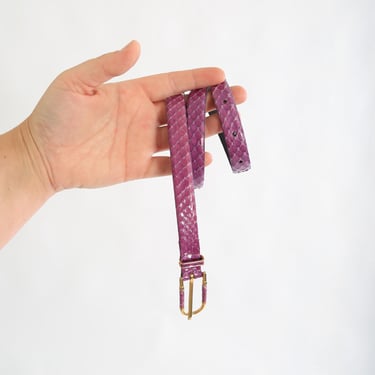 Vintage 70s purple Snake Skin skinny leather belt 