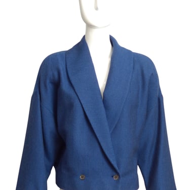 SHAMASK- 1980s Blue Wool Jacket, Size 8