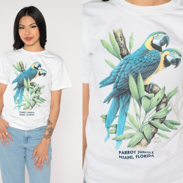 Parrot Jungle Shirt Y2K Miami Zoo T-Shirt Retro Florida Tourist TShirt Travel Print Jungle Island Graphic Tee Hipster Top Vintage 00s Small 