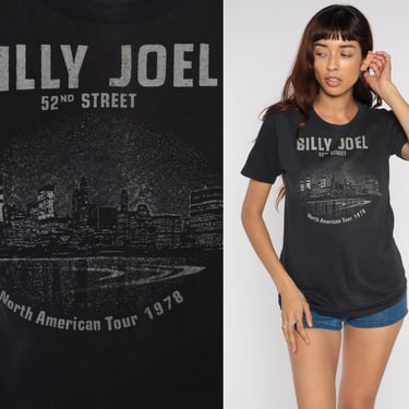 Vintage Billy Joel Shirt 52nd Street Tour 1978 Band Shirt 70s Band Tee Musicland Concert Tshirt 1970s T shirt Rock Vintage Small Medium 