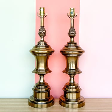 Pair of Brass Pineapple Stiffel Lamps
