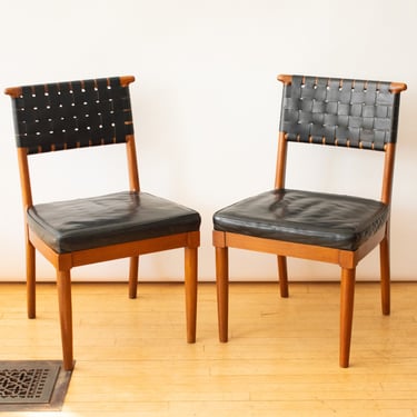 Set of 4 Woven Leather Chairs