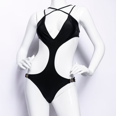 VERSACE 00s Black Cutout One-Piece Swimsuit