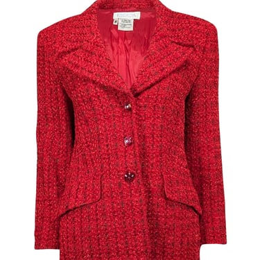 Escada - Red Tweed Button Front Blazer Sz 8