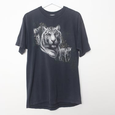 vintage WHITE TIGER Black short sleeve t-shirt made in USA---size Large 