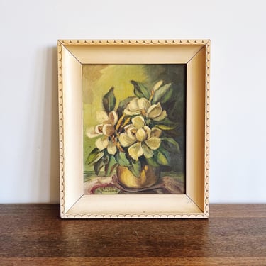 Vintage Floral Original Oil Painting - Signed by Artist and Dated 1945 