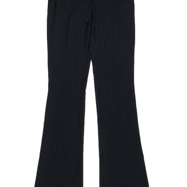 Gucci - Black Pinstriped Wool Straight Leg Pants w/ Horsebit Detail Sz 0