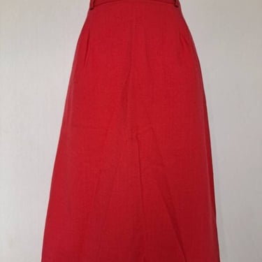 Vintage Late 1960's Early 1970's Bright Red Lightweight High Waist Skirt 27" Waist 