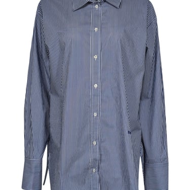 Frame - Blue & Black Striped Organic Cotton Oversized Shirt Sz L