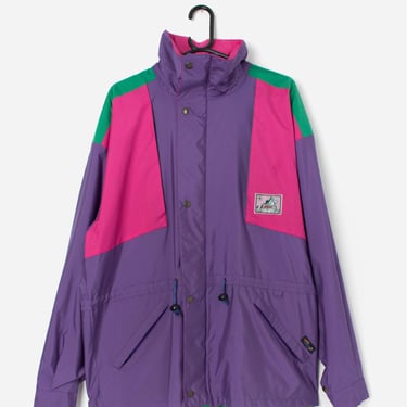 Vintage colour block windbreaker in pink and purple, mens colourful jacket - Medium 