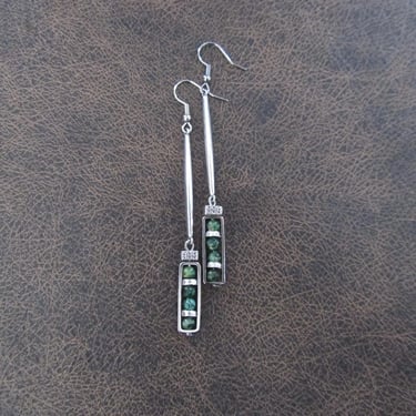 Simple green imperial jasper and silver earrings 