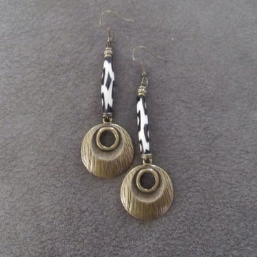 Ethnic batik print bone earrings 