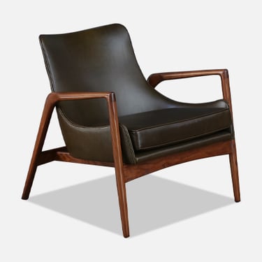 Ib Kofod-Larsen Leather Sculpted Lounge Chair for Selig