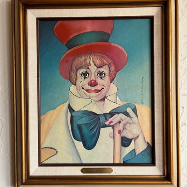 Clowns Clown Red Skelton Sogned by Artist Print on Canvas 