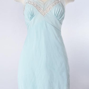 50's Light Blue Nylon Slip by Deena Fine Lingerie, size 36, Full Dress Slip, Under Slip Lace, 1950's, 1960's Vintage 