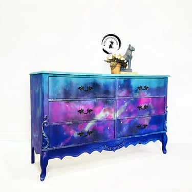 French Provincial vintage Dresser/Galaxy /colorful Dresser/ Accent Dresser/ Nursery Table 