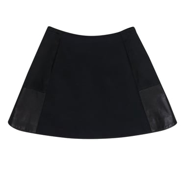 Rag & Bone - Black "Montrose" Miniskirt w/ Leather Paneling Sz 0