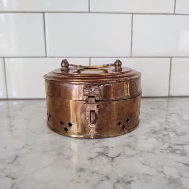 Brass Lidded Etched Candle Holder Made in India Home Décor Home Accent 