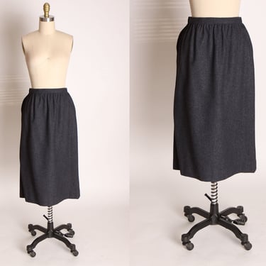 1960s Dark Gray Wool Pencil Skirt by Pendleton -S 