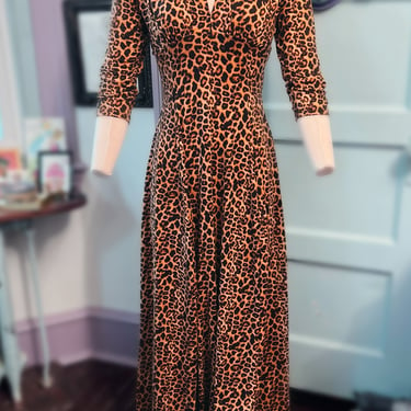 Raquel 3/4 Sleeve Leopard Maxi dress