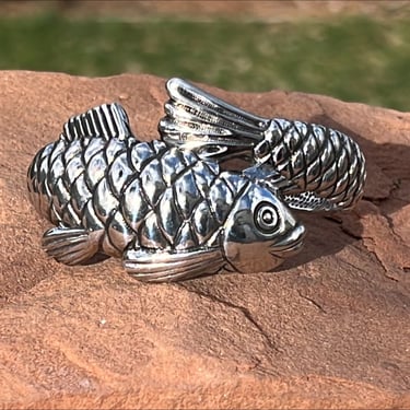 D'Molina ~ Vintage Mexico Sterling Silver Koi Fish Cuff Bracelet 