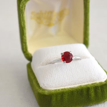 1960s/70s Sarah Coventry Red Rhinestone Ring, Size 7 1/2 
