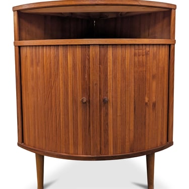 Teak Corner Cabinet w Tambour Doors - 032449