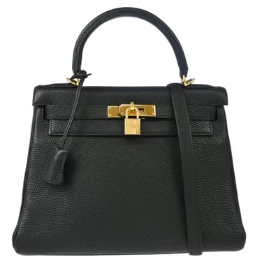 Hermes Black Togo Kelly 28 Retourne 2way Shoulder Handbag