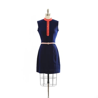 70s navy blue Nautical dress 