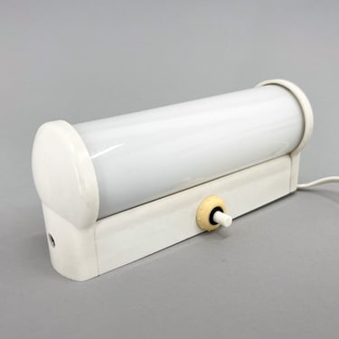 Bakelite and Milk Glass Wall Lamp, Czechoslovakia, 1950's / Vintage Wall Light / White / Bathroom Light 