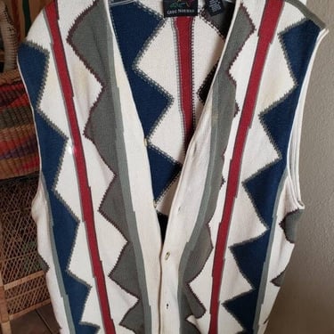 Vintage 80s/90s Cotton Greg Norman Argyle Sweater Vest  L 