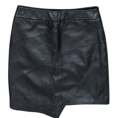 Zadig & Voltaire - Black Leather Asymmetrical Hem Skirt Sz M