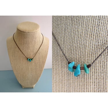 Vintage 70s Choker Necklace - Faux Turquoise Beaded Jewelry - Boho Hippie Summer Heshi Beads 