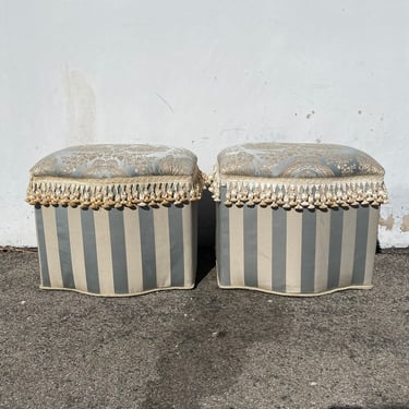 Pair of Stools Ottoman French Provincial Seating Bench Chair Hassock Footstool Boho Hollywood Regency Traditional Chic 