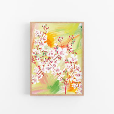 Cherry Blossom Tree, Above Couch Art // Relaxing Flower Art Print, Maximalist Decor, Dorm Room Decor, Aesthetic Wall Art 