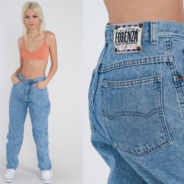 High Waisted Jeans 90s Mom Jeans Forenza Straight Leg Jeans Relaxed Blue Denim Pants Retro Streetwear Boyfriend Pants 1990s Vintage Small 29 