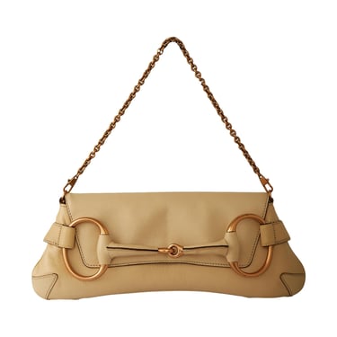Gucci Ivory Horsebit Logo Shoulder Bag