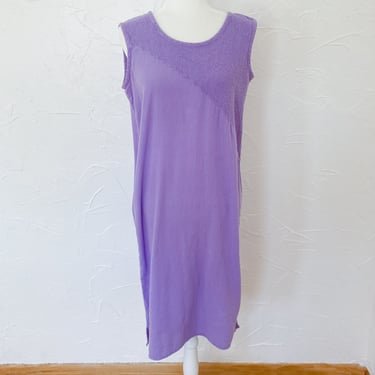 90s Light Purple Lavender Cotton Tank Top Beach Dress | Small 
