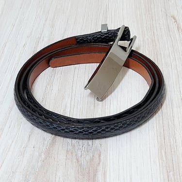 Vintage Joan & David Leather Belt Faux Snakeskin - Size L 38