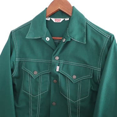 Levis denim jacket / 70s Levis jacket / 1970s Levis Type III green snap button jacket Small 