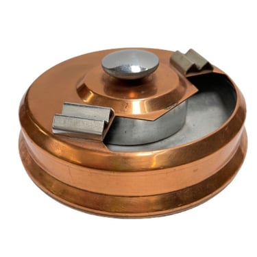 Machine Age Copper and Steel Smokeless Ashtray 