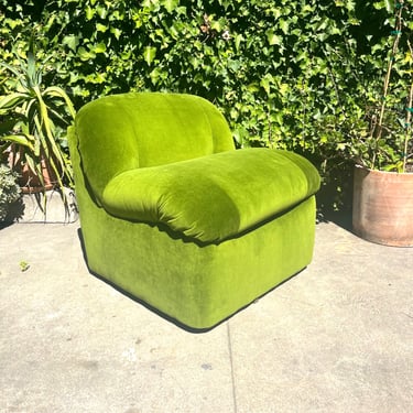Newly Upholstered Grassy Green Lounge Swivel Chair