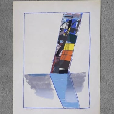Abstractive Modern Colored Lithograph by Hardy Strid, 1950s 