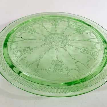 Vintage Anchor Hocking Uranium Glass Footed Cake Plate Stand 1930s Check Engine Vintage Washington DC