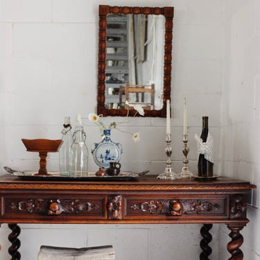 1940s french bespoke bobbin wood mirror