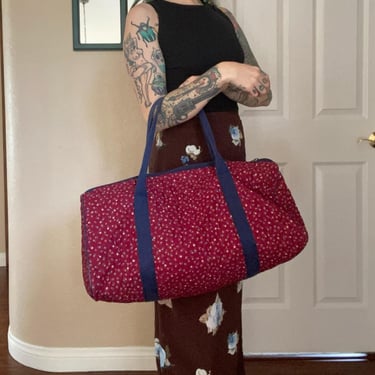 Vintage 1990’s Red Floral Duffel Bag 